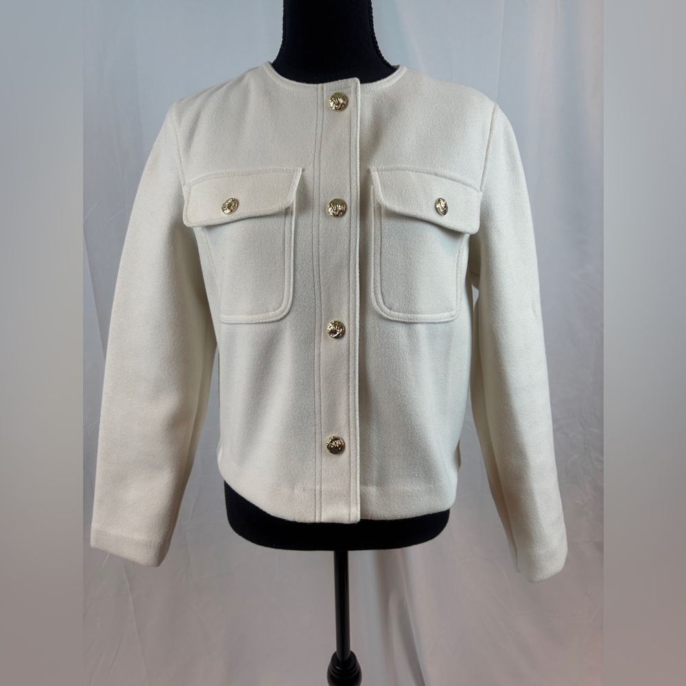 Zara Ivory Jacket‎ with Gold Metallic Accents